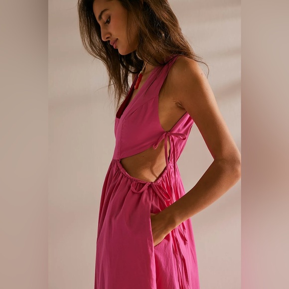 NWT Free People Fabiana Midi Pink Dress Size Small - Picture 2 of 6